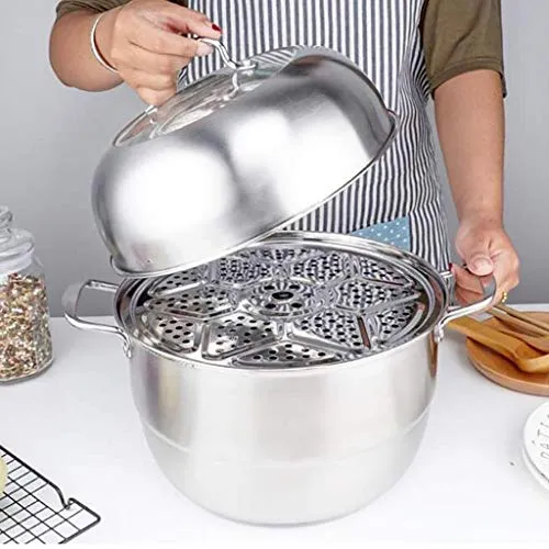 Voldo Stainless Steel Double Layer Steamer Explosion Proof Glass Enamel Bottom