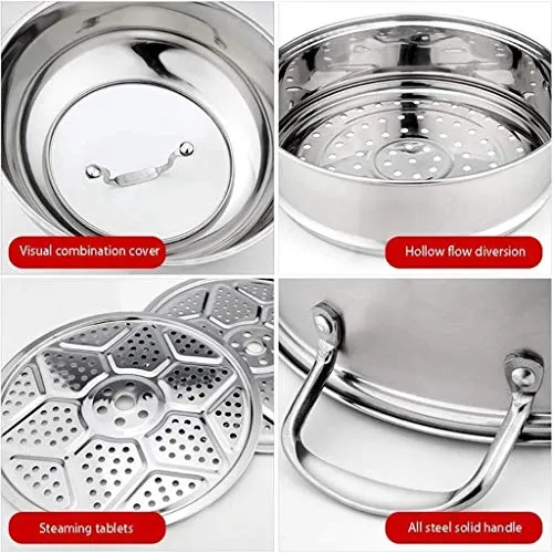 Voldo Stainless Steel Double Layer Steamer Explosion Proof Glass Enamel Bottom