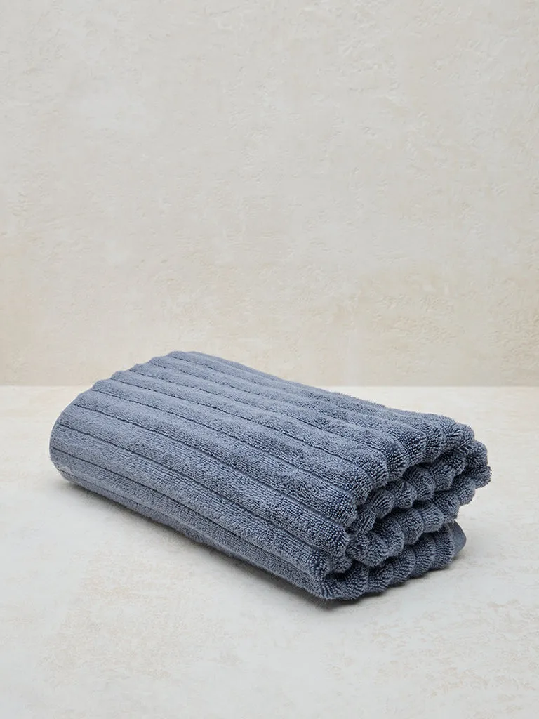 Westside Home Dark Blue Self-Striped Bath Towel