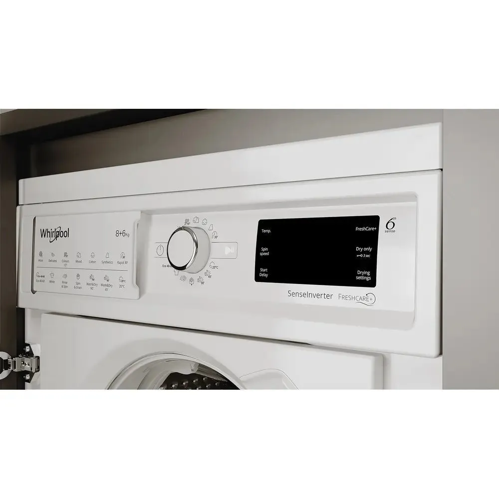 Whirlpool BIWDWG861485 8kg 1400 RPM Integrated Washer Dryer - White