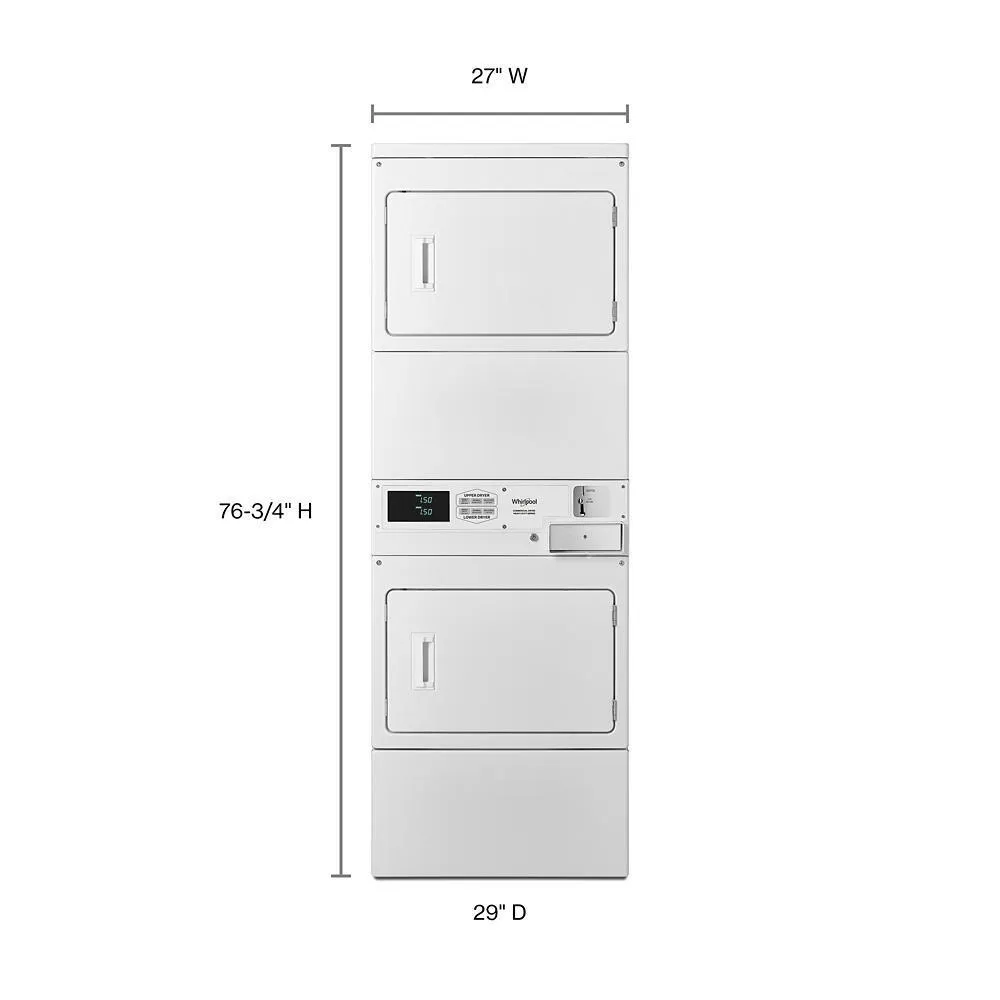 Whirlpool CESP2958JQ Commercial Electric Stack Dryer with Factory-Installed Coin Drop and Coin Box