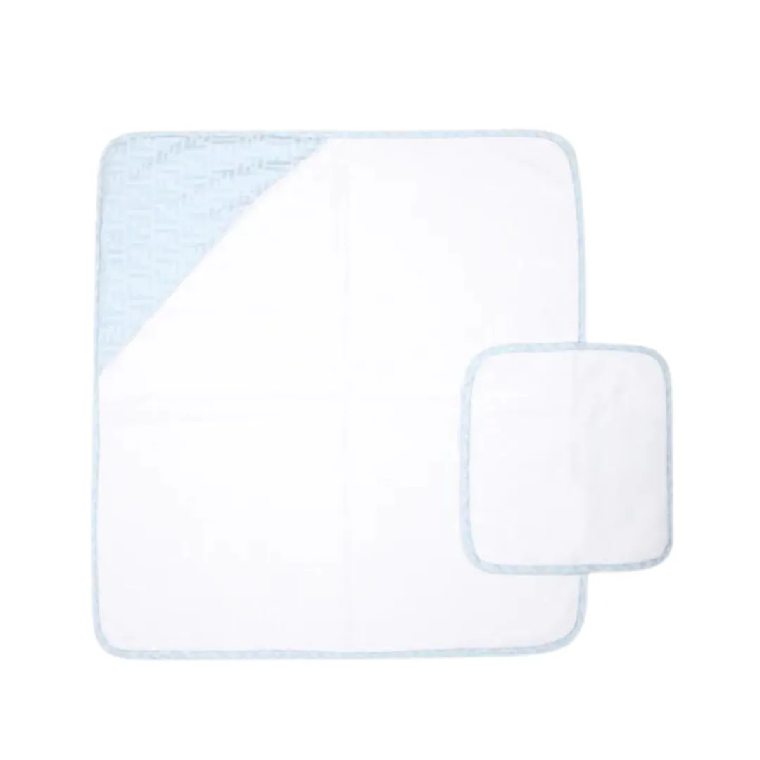 White Blue Baby Logo Towel Set