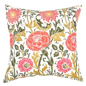 White/Orange  Traditional Floral Throw Pillow Cover 20x20