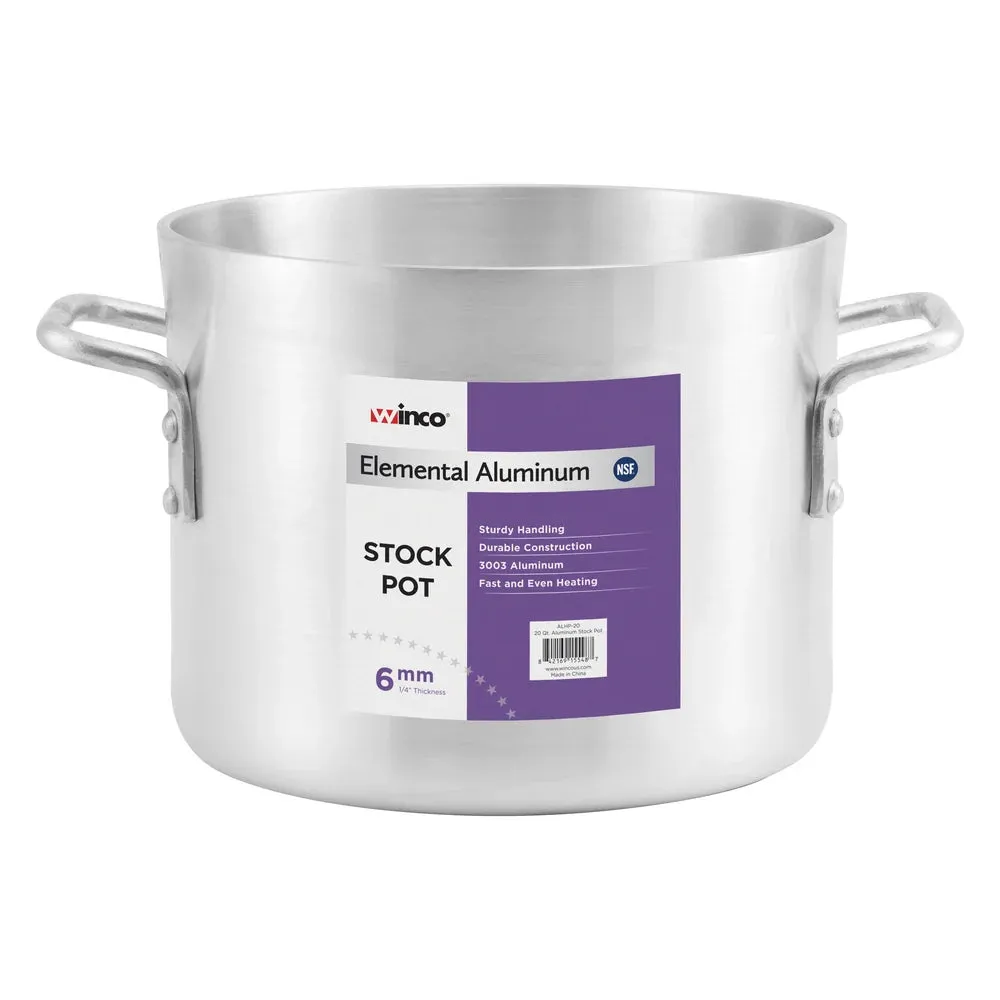 Winco ALHP-20 Elemental Aluminium Stock Pot, 20 Qt, 6mm