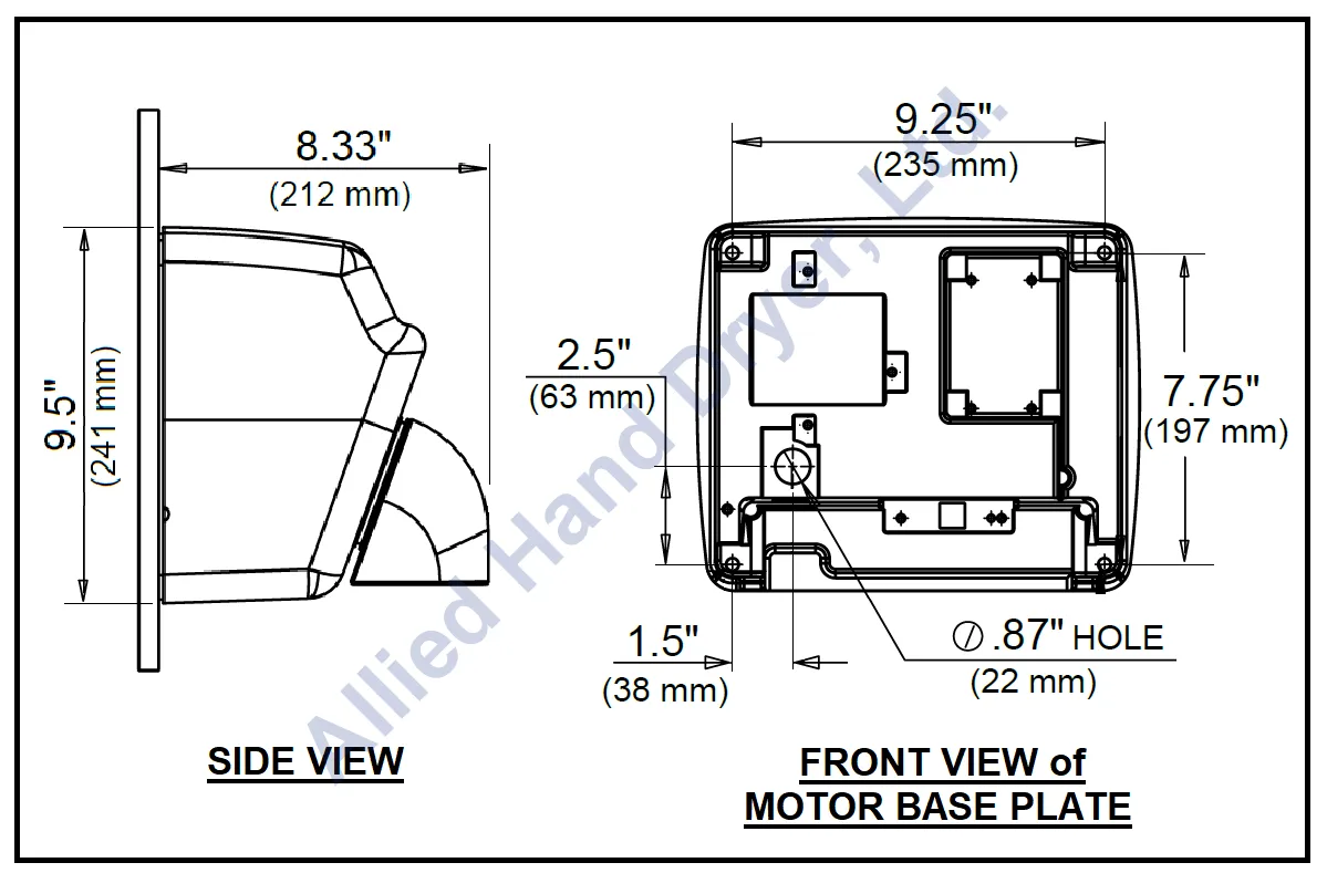 WORLD DRYER® A52-974 Model A Series Hand Dryer - Cast-Iron White Finish Push Button Surface-Mounted (115V - 15 Amp)