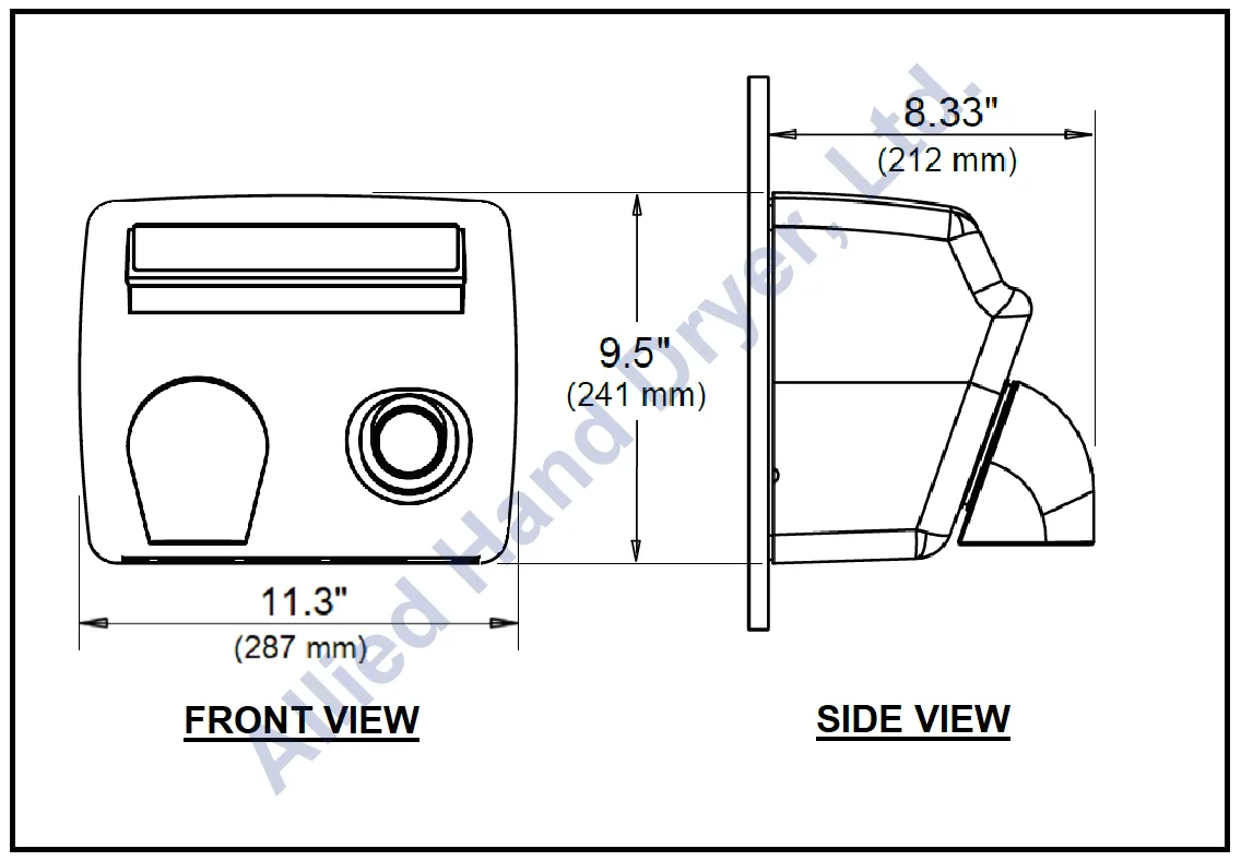 WORLD DRYER® A52-974 Model A Series Hand Dryer - Cast-Iron White Finish Push Button Surface-Mounted (115V - 15 Amp)