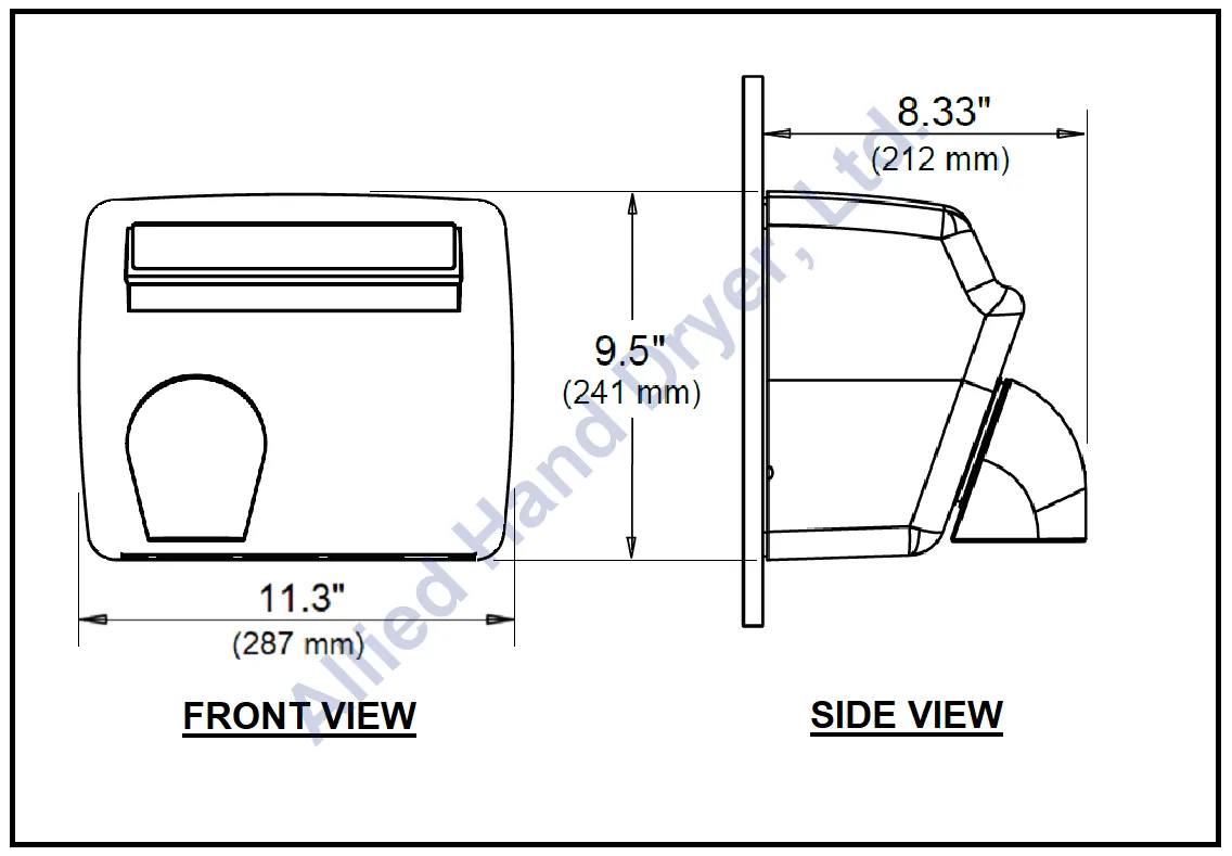 WORLD DRYER® DXM548-973 AirMax™ Series Hand Dryer - Brushed Stainless Steel Automatic (50 Hz - NOT for use in North America)