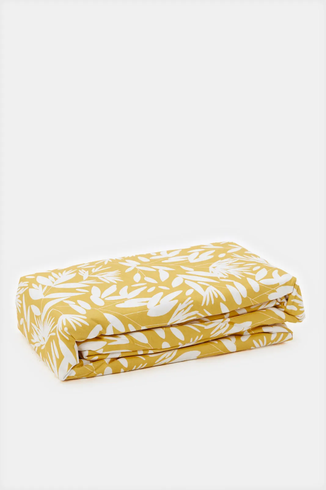 Yellow Leaves Printed Flat Sheet (King Size)