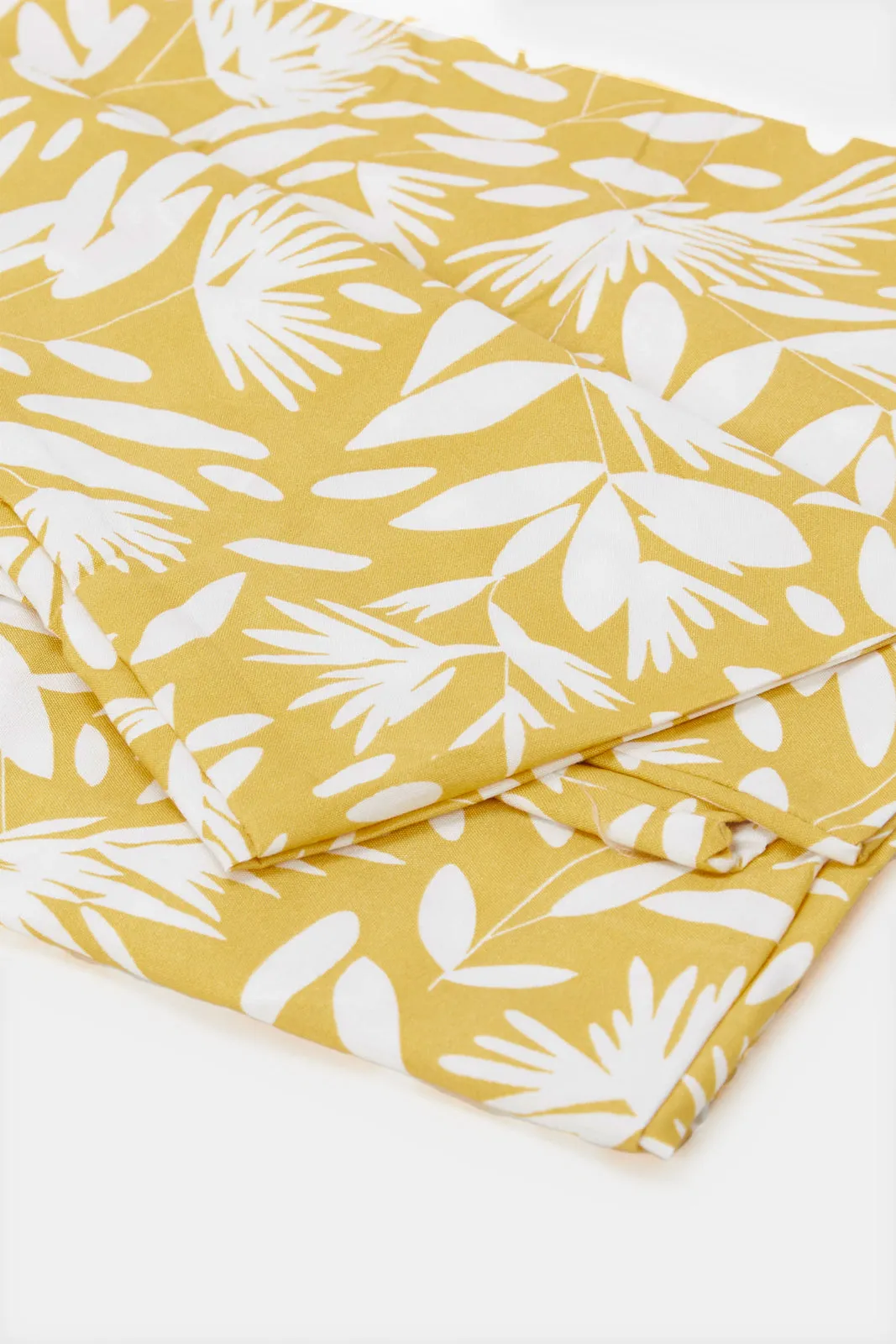 Yellow Leaves Printed Flat Sheet (King Size)