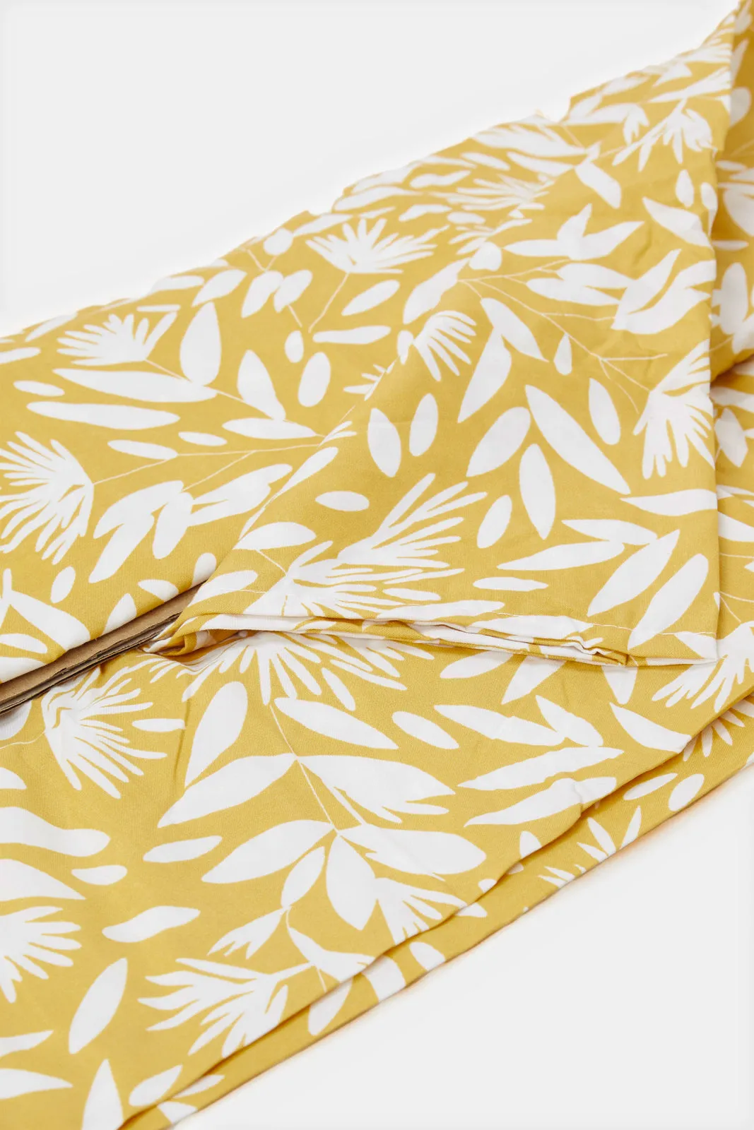 Yellow Leaves Printed Flat Sheet (King Size)